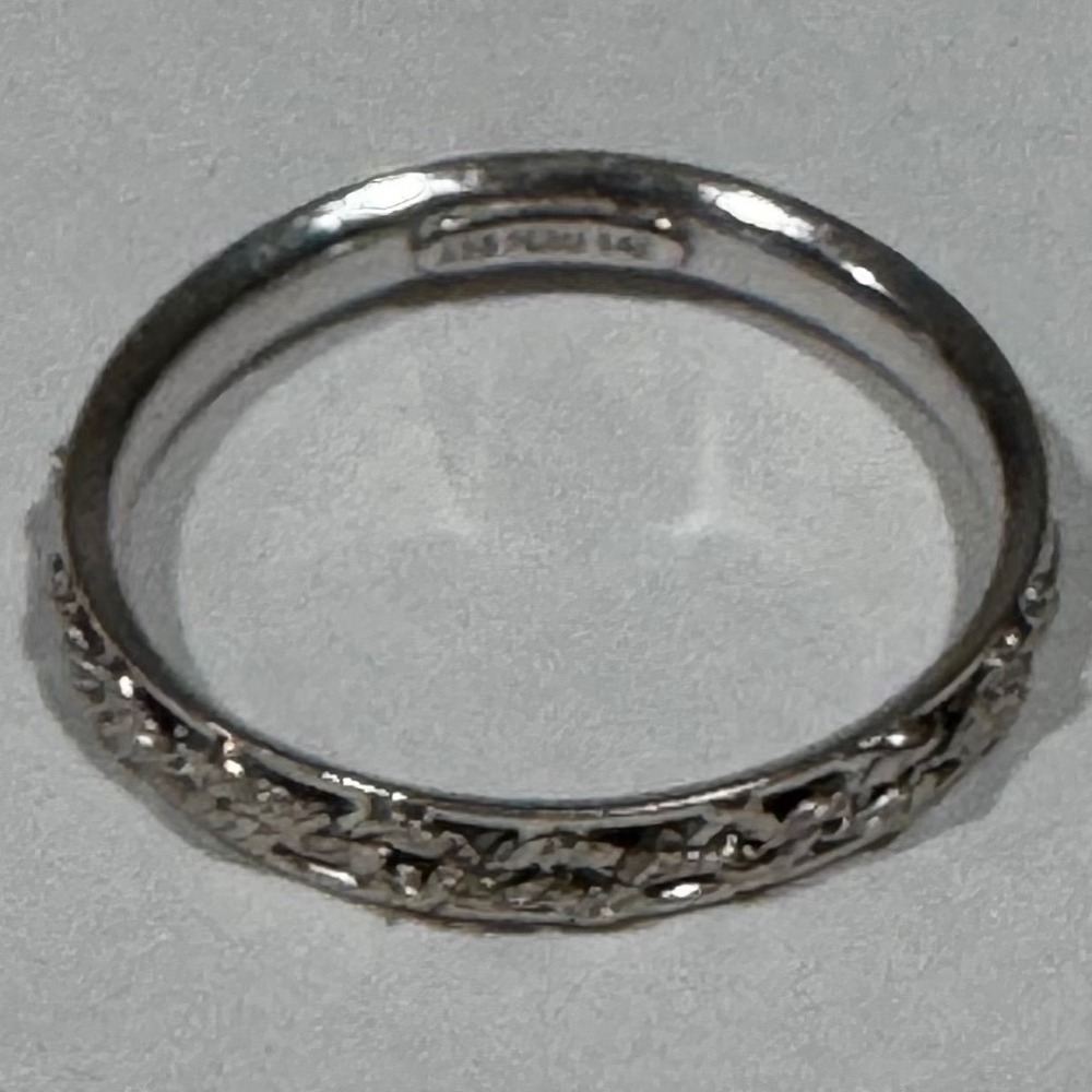 BBB Band Ring Women Size 8 White Gold 14k Peru Braided Textured Stackable